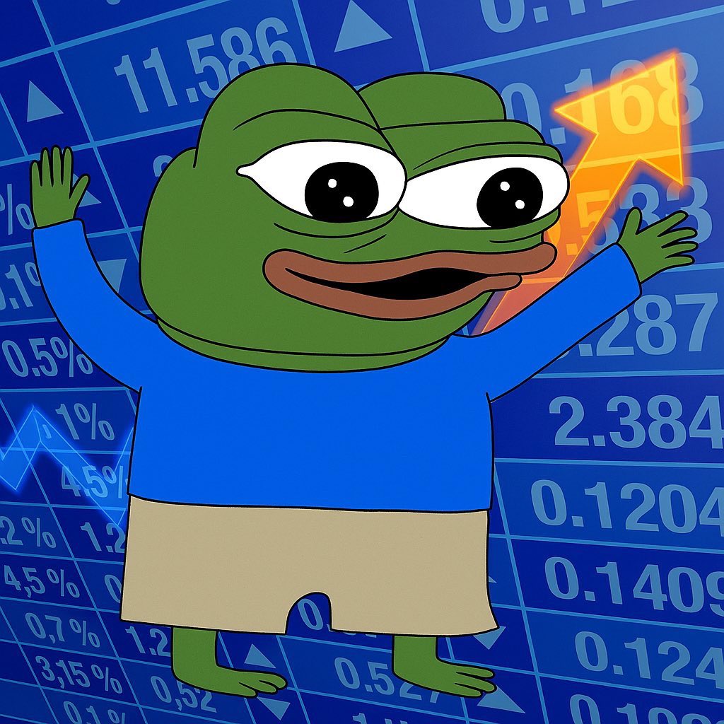 Apu celebrating green candles on a trading chart